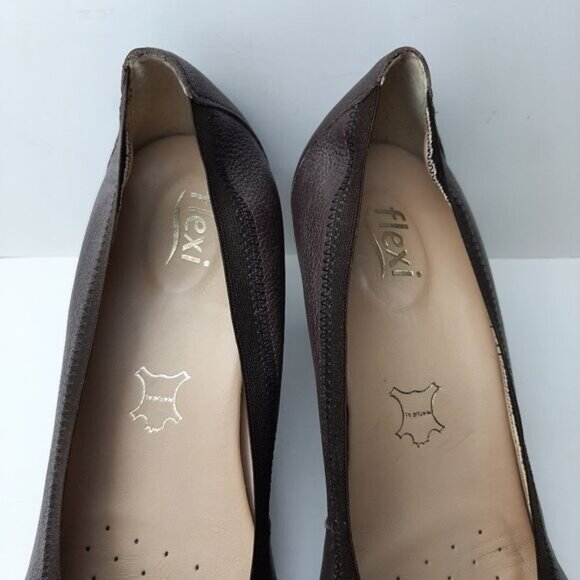 FLEXI Classic Comfort Heel Pumps Genuine Leather Brown Sz 10 - Picture 6 of 12